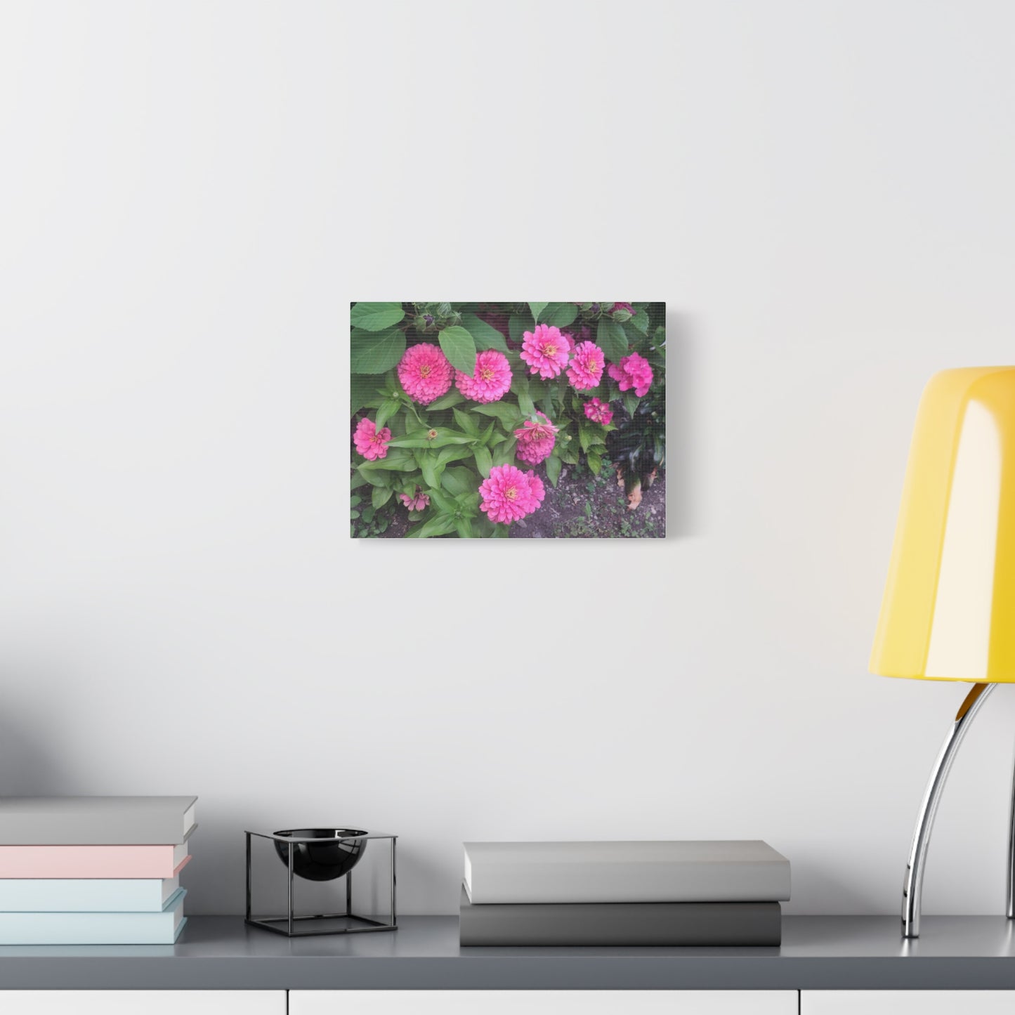 Pink Zinnia Wall Art Canvas – Matte Stretched Floral Print
