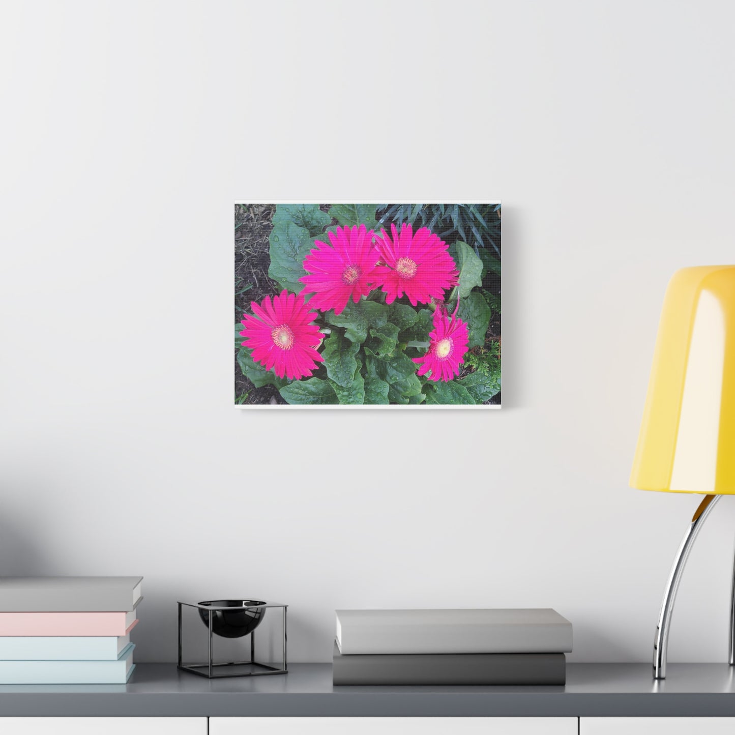 Pink Gerbera Daisy Canvas Wall Art — Stretched Matte Floral Print